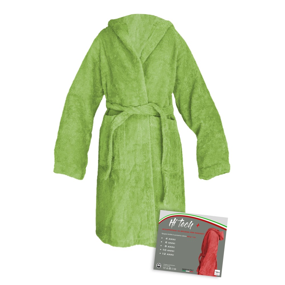 HI TECH © BABY BOY BATHROBE IN PURE COTTON TERRY CLOTH MADE IN ITALY GREEN NEW