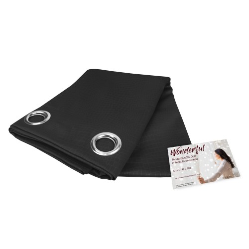 TENDA WONDERFUL in tinta unita NERO CM. 140X280 BLACK OUT confezionata