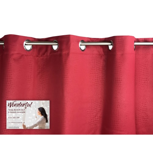 TENDA WONDERFUL in tinta unita BORDEAUX CM. 140X280 BLACK OUT confezionata
