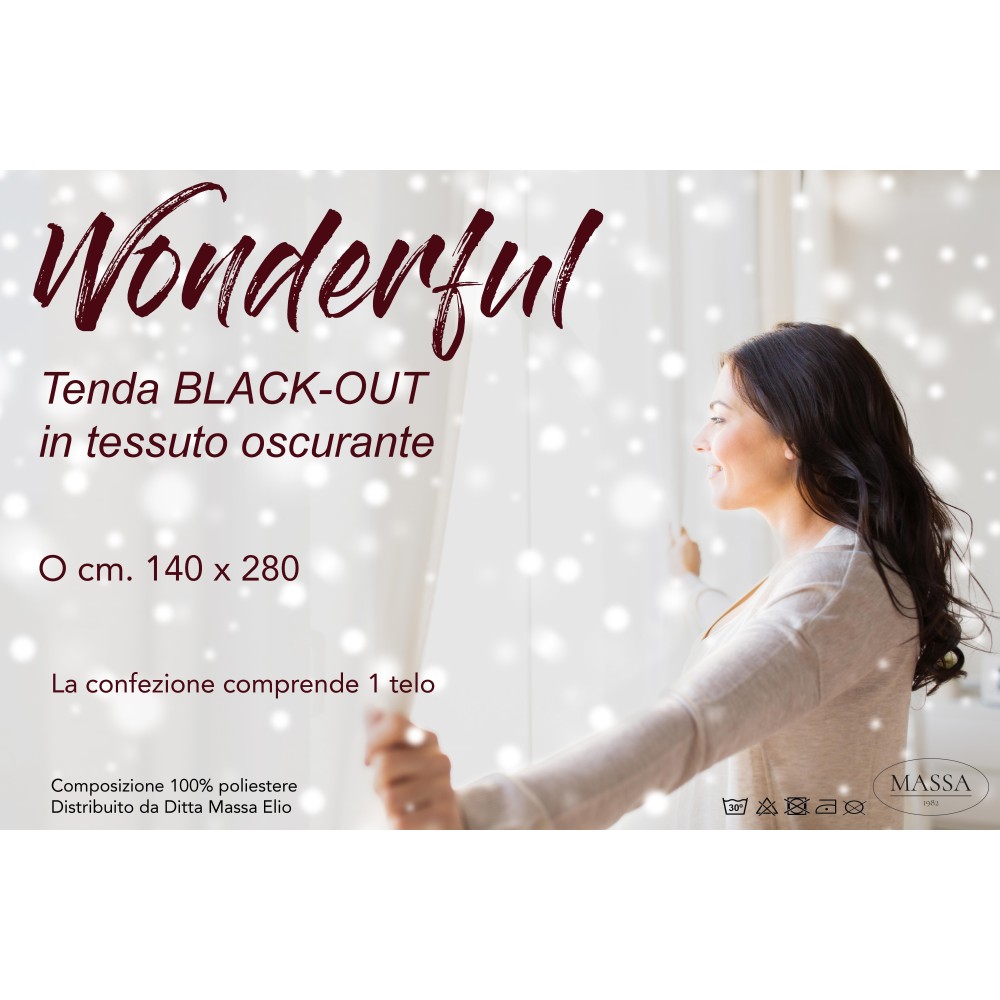 WONDERFUL CURTAIN in solid color GREY CM. 140X280 BLACK OUT packaged