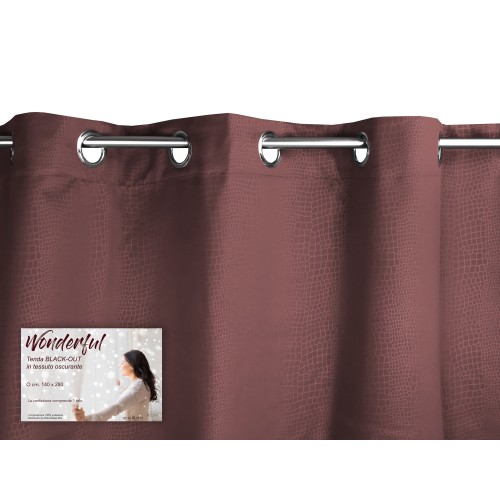 WUNDERBARER VORHANG in Unifarbe BRAUN cm. 140X280 BLACK OUT verpackt