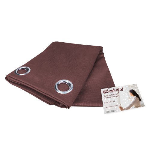 WONDERFUL CURTAIN in solid color BROWN cm. 140X280 BLACK OUT packaged