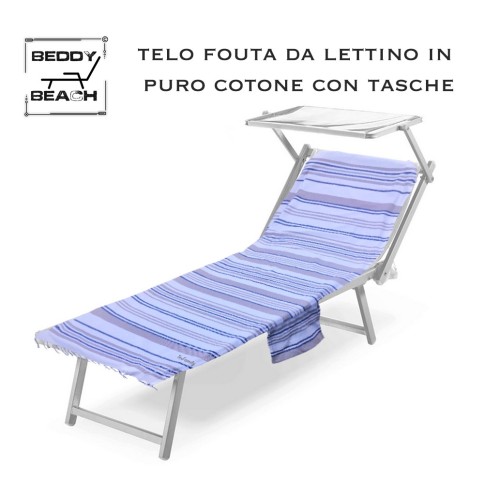TOALLA DE PLAYA fouta JOY BED en algodón BEDDY BEACH © con bolsillos TALLA CM. 80 X 200