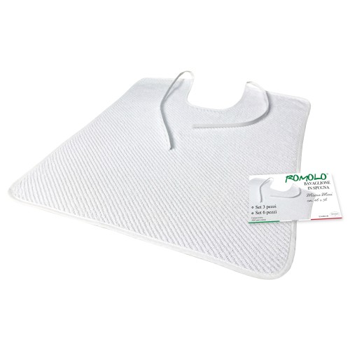 LÄTZCHEN-SET FÜR ERWACHSENE solider weißer ROMOLO © Knebel mit SCHNÜRSENKELN komplett mit Waschbeutel