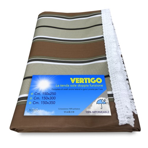 TENDA SOLE VERTIGO da esterno GIARDINO balcone RIGHINO MARRONE impermeabile e idrorepellente