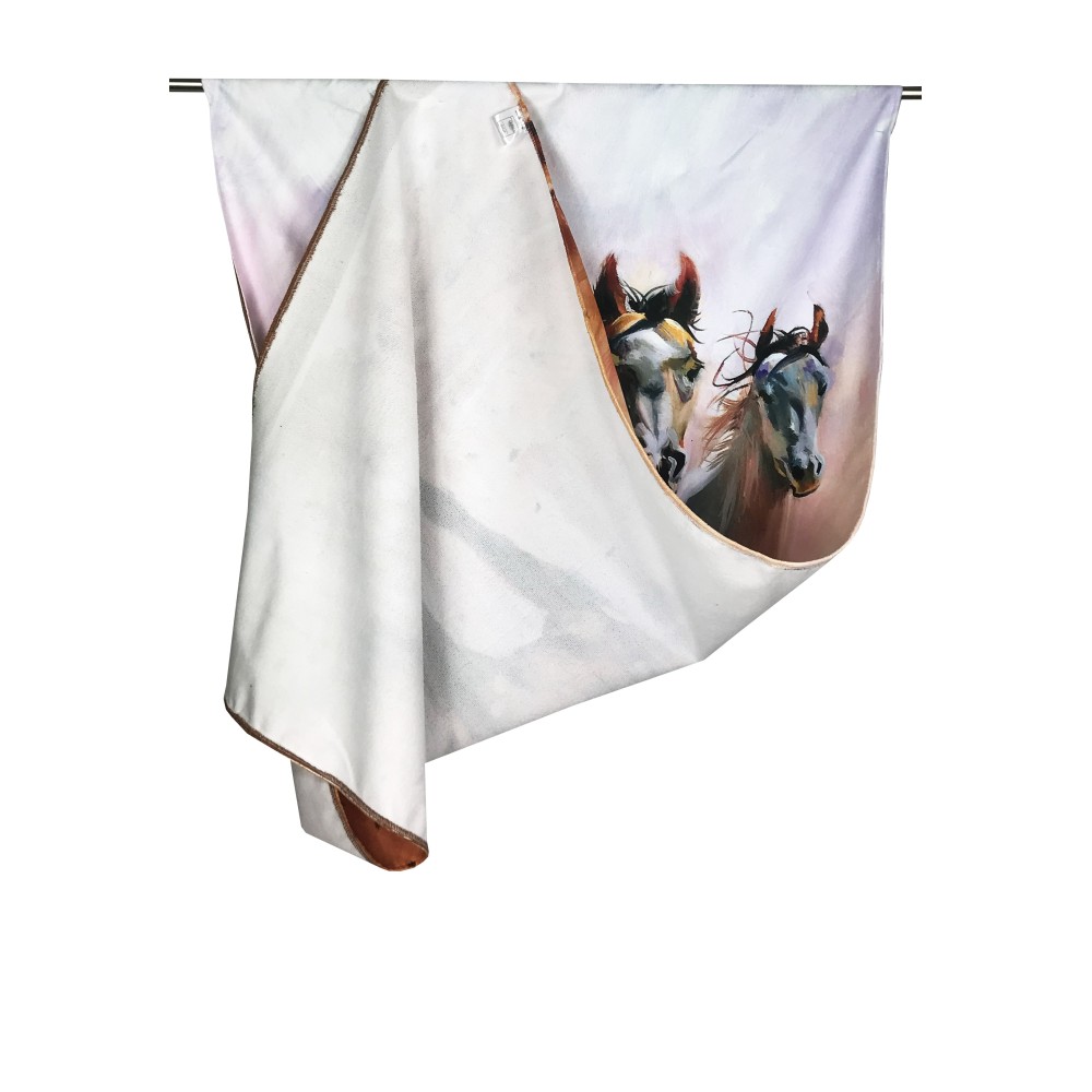 Serviette éponge peinture chevaux Grande taille 90 x 170 cm