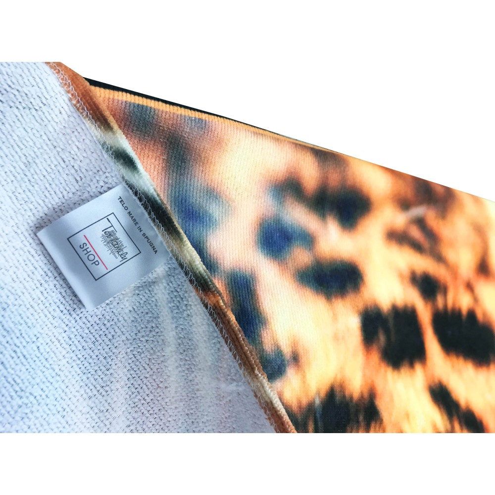 TELO MARE in spugna LEOPARDO misura grande cm. 90 X 170