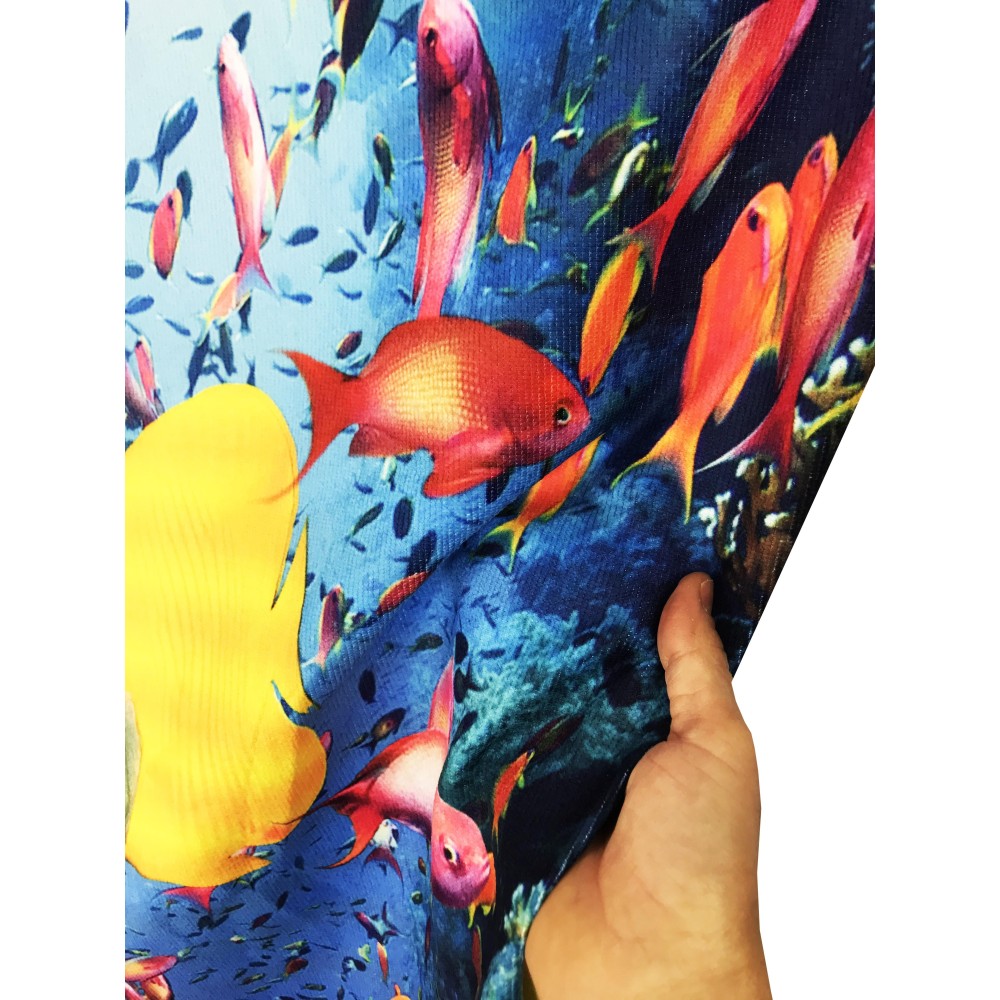 TERRY BEACH TOWEL TROPICAL YELLOW FISH large size cm. 90 X 170