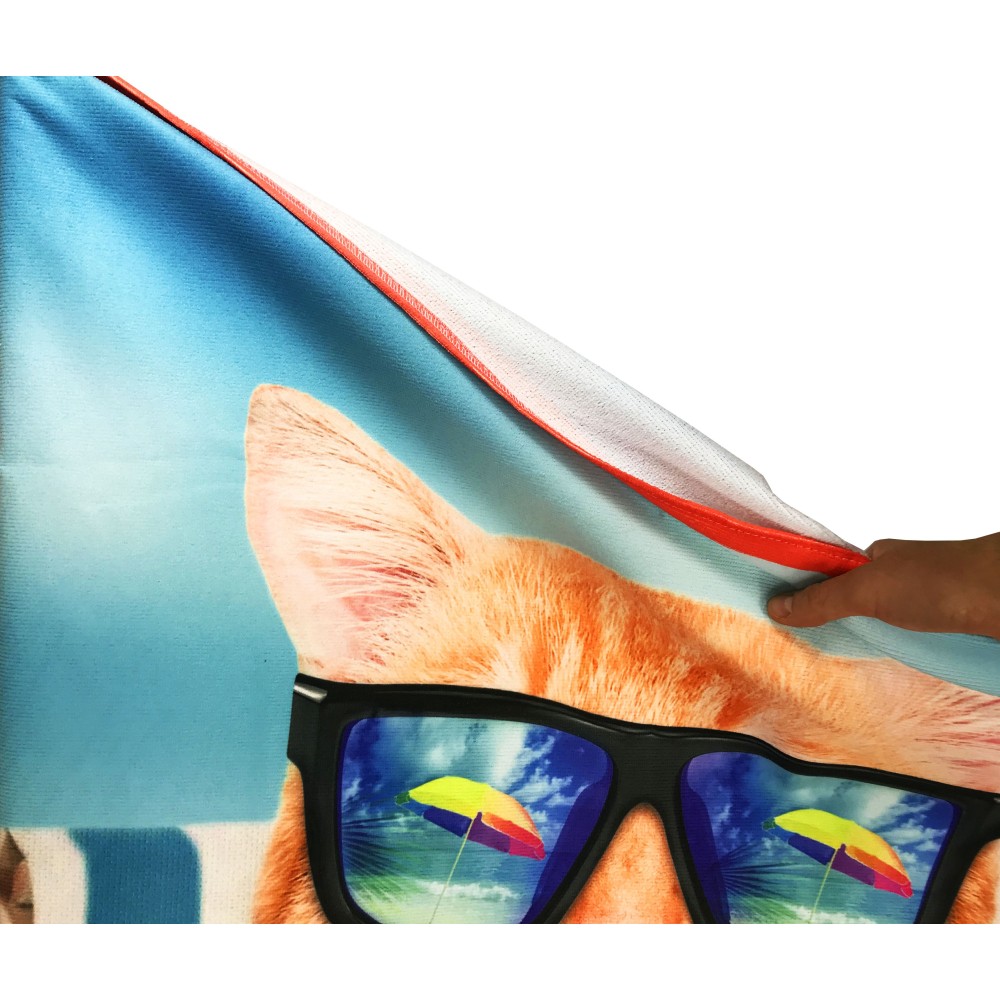 Serviette de plage en éponge Chat sur la plage Grand format 90 x 170 cm