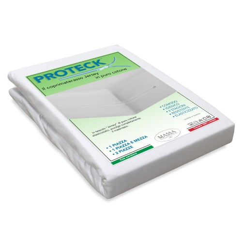 COPRIMATERASSO PROTECK con cerniera Zip IN JERSEY di puro cotone elasticizzato