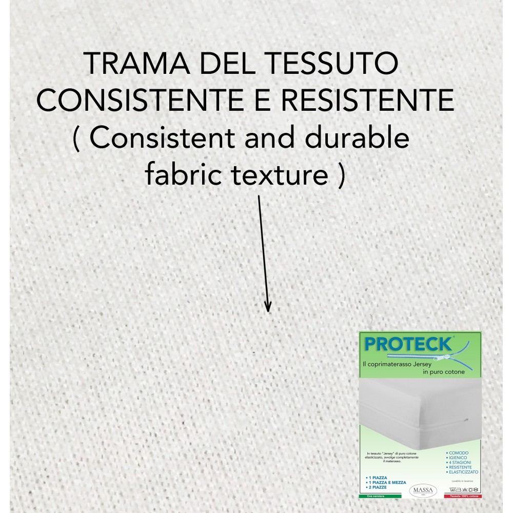COPRIMATERASSO PROTECK con cerniera Zip IN JERSEY di puro cotone elasticizzato