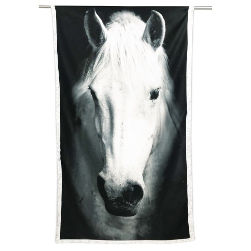 TERRY BEACH TOWEL WHITE HORSE size large cm. 90 X 170