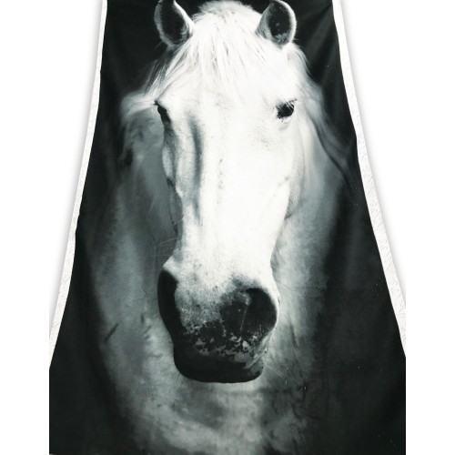 TERRY BEACH TOWEL WHITE HORSE size large cm. 90 X 170
