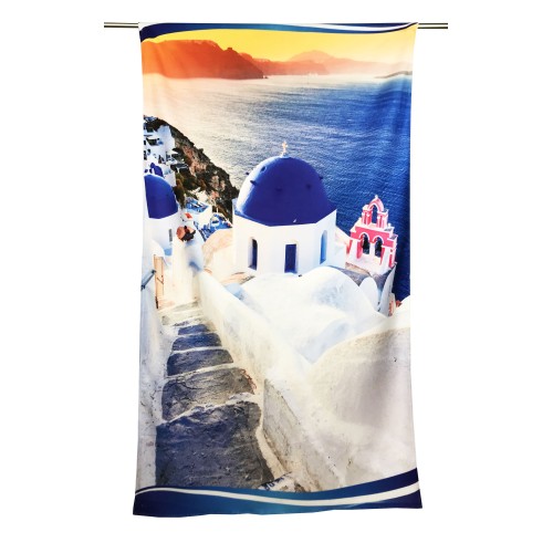 STRANDTUCH aus Frottee GRIECHENLAND Santorini Große Größe cm. 90 X 170 CM