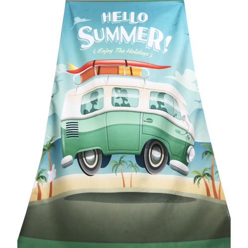 TERRY BEACH TOWEL HELLO SUMMER BUS Large size cm. 90 X 170