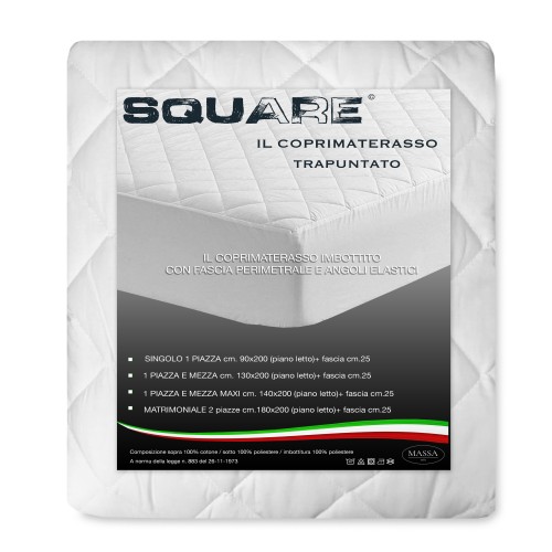 COPRIMATERASSO TRAVERSA TRAPUNTATA CON FASCIA ELASTICIZZATA in puro cotone