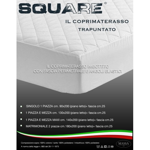 QUILTED CROSSBAR MATTRESS COVER WITH ELASTICATED BAND in pure cotton