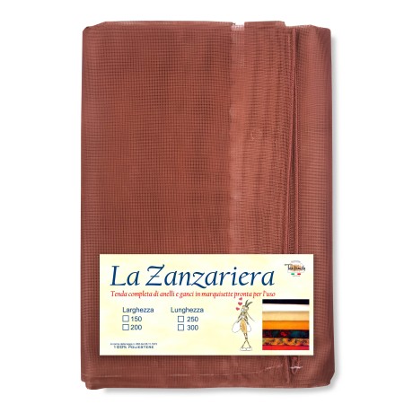 Tenda zanzariera marrone unito pronta all’uso - Tessuto marquisette a trama fitta