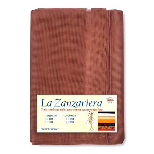 Mosquitera marrón lisa - Densa marquesina 100% poliéster - Ojales de acero, listos para usar, Made in Italy