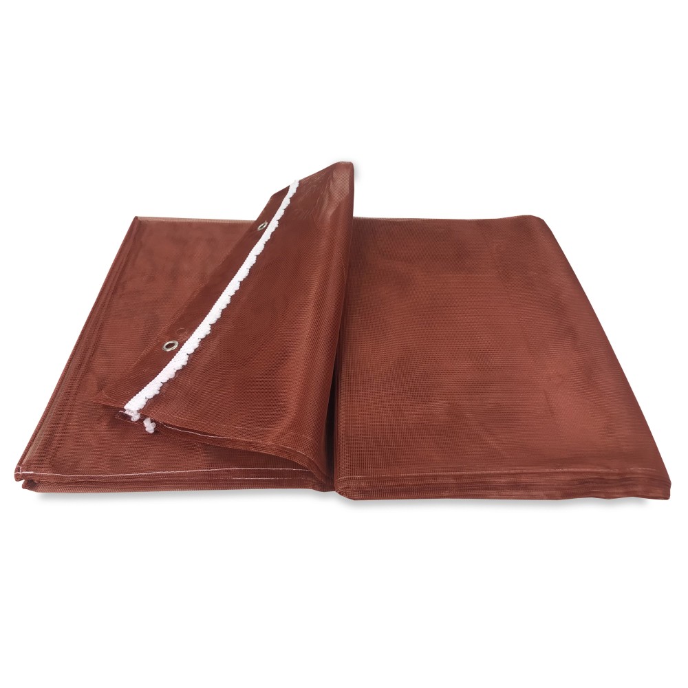 Tenda Zanzariera Marrone Unito - Rete Marquisette Fitta 100% Poliestere - Occhielli Acciaio, Pronta all'Uso, Made in Italy