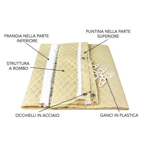 RIDEAU MOUSTIQUAIRE DE L'EXTÉRIEUR: JARDIN, BALCON DIAMANT ROYAUME-UNI BEIGE CM.150X250 QUALITÉ EXTRA