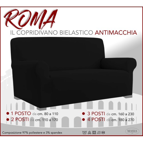 Universal stretch sofa cover ROMA stain-resistant BLACK