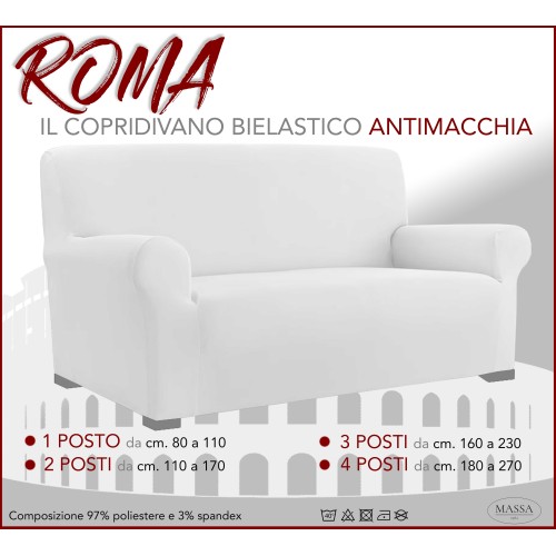 Universal stretch sofa cover ROMA stain-resistant WHITE