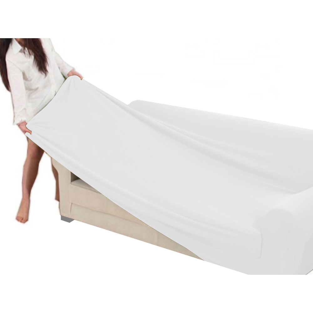 Universal stretch sofa cover ROMA stain-resistant WHITE