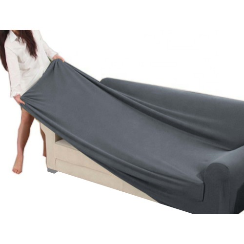 Universal stretch sofa cover ROMA stain-resistant DARK GREY