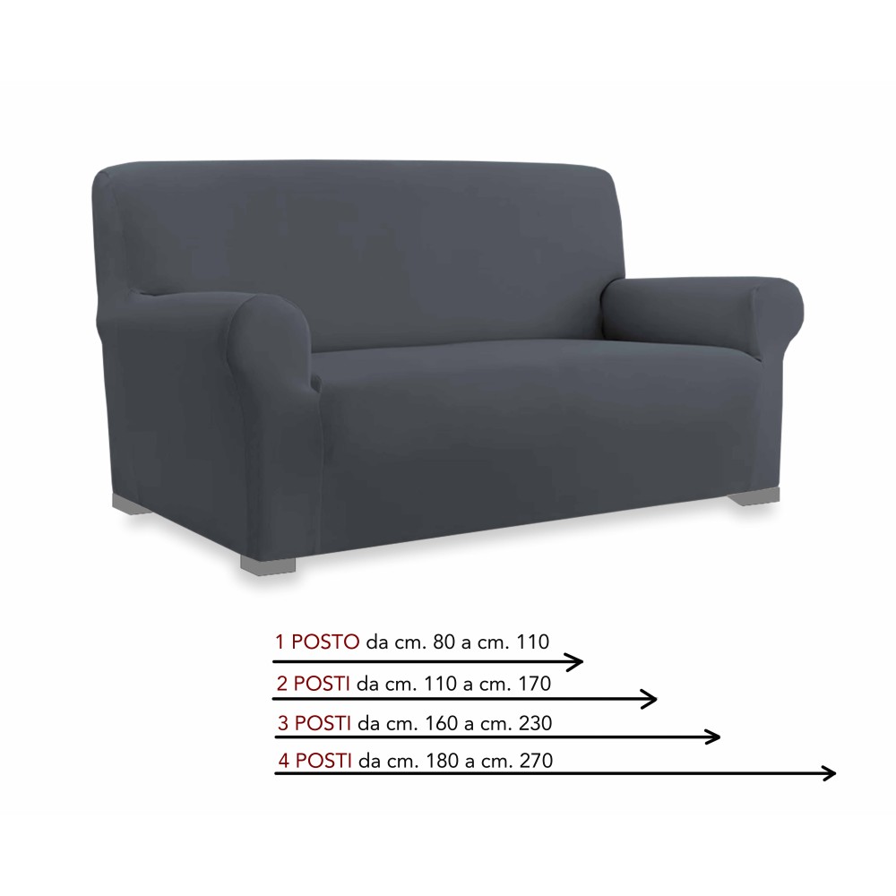 COPRIDIVANO Universale elasticizzato ROMA antimacchia GRIGIO SCURO