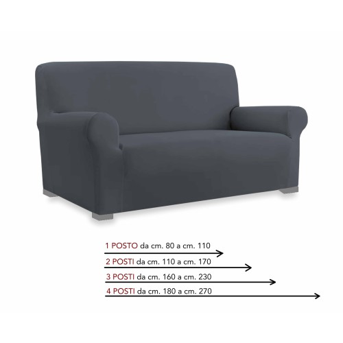 COPRIDIVANO Universale elasticizzato ROMA antimacchia GRIGIO SCURO