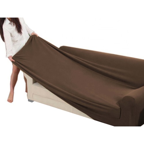 Universal stretch sofa cover ROMA stain-resistant BROWN