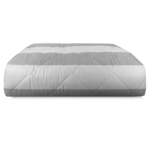 COPRILETTO trapuntato RIGATO francese GRIGIO in PURO cotone