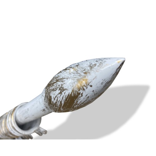 WEISS-GOLD STAB für verstellbaren VORHANGDURCHMESSER 19 MM. Komplett MIT RINGEN mod. Olive