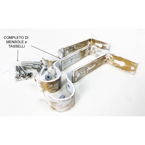 BASTONE BIANCO-ORO Per TENDA Regolabile DIAMETRO 19 MM. Completo DI ANELLI  mod. oliva
