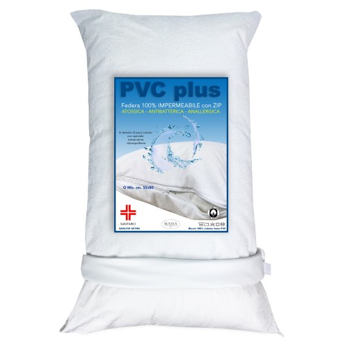 PVC PLUS PILLOWCASE © waterproof pillow cover with zipper in cotton terry cloth
