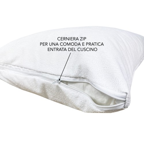 PVC PLUS PILLOWCASE © waterproof pillow cover with zipper in cotton terry cloth