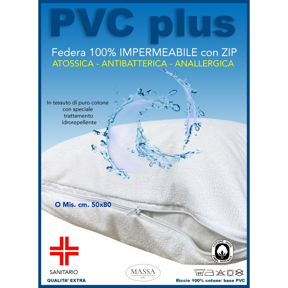 FEDERA PVC PLUS © copriguanciale IMPERMEABILE CON CERNIERA IN spugna DI COTONE
