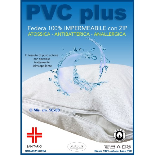 FEDERA PVC PLUS © copriguanciale IMPERMEABILE CON CERNIERA IN spugna DI COTONE