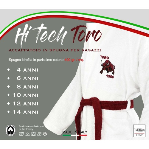 TORO TORINO BOY'S BATHROBE child BOY IN TERRY CLOTH of pure cotton MADE IN ITALY