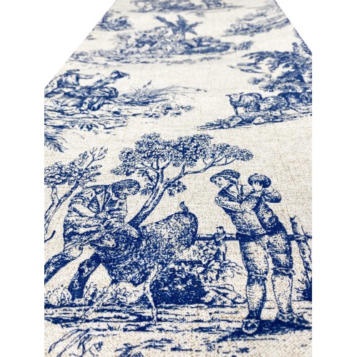 FURNISHING COVER cover GRAN SCARF BEDSPREAD sofa cover LONETA FABRIC Toiles de Jouy blue