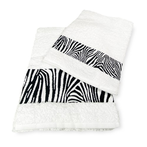 JUEGO DE TOALLAS 1+1 JACQUARD FACE y de invitados WHITE ZEBRA y WASHY BAG