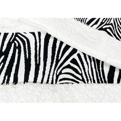 HANDTUCHSET 1+1 JACQUARD FACE und Gast WEISSES ZEBRA und WASHY BAG