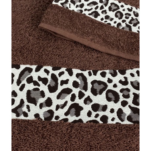 HANDTUCH-SET FROTTEE JACQUARD 1+1 GESICHT und GAST MACULATO braun WASHY LOT