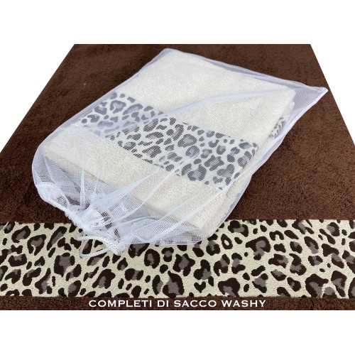 JUEGO DE TOALLAS RIZO DE TELA JACQUARD 1+1 CARA E INVITADO MACULATO MARRÓN LAVADO LOTE