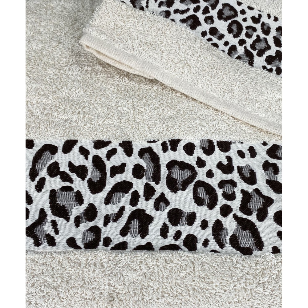 TOWEL SET 1+1 JACQUARD SPONGE FACE and guest MACULATO beige WASHY BAG