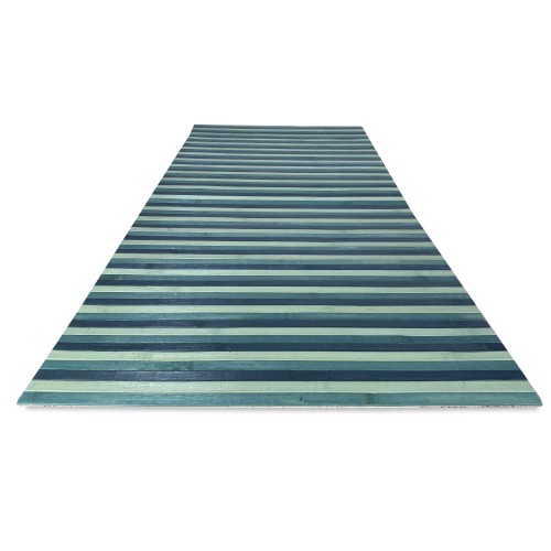 TAPIS de CUISINE WOODY en BOIS de BAMBOU, BLEU, VERT d'eau, à l'ombre toutes les mesures