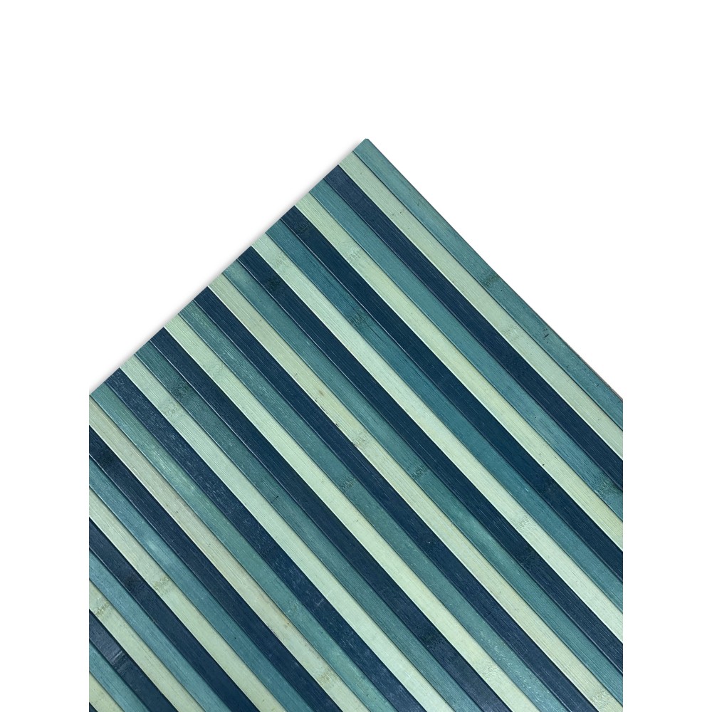 TAPIS de CUISINE WOODY en BOIS de BAMBOU, BLEU, VERT d'eau, à l'ombre toutes les mesures