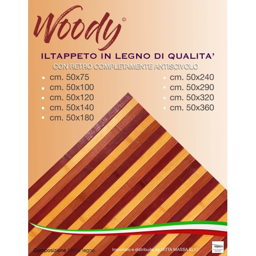 TAPPETO cucina WOODY © IN legno BAMBOO BORDEAUX SFUMATO BORDÒ  tutte le misure