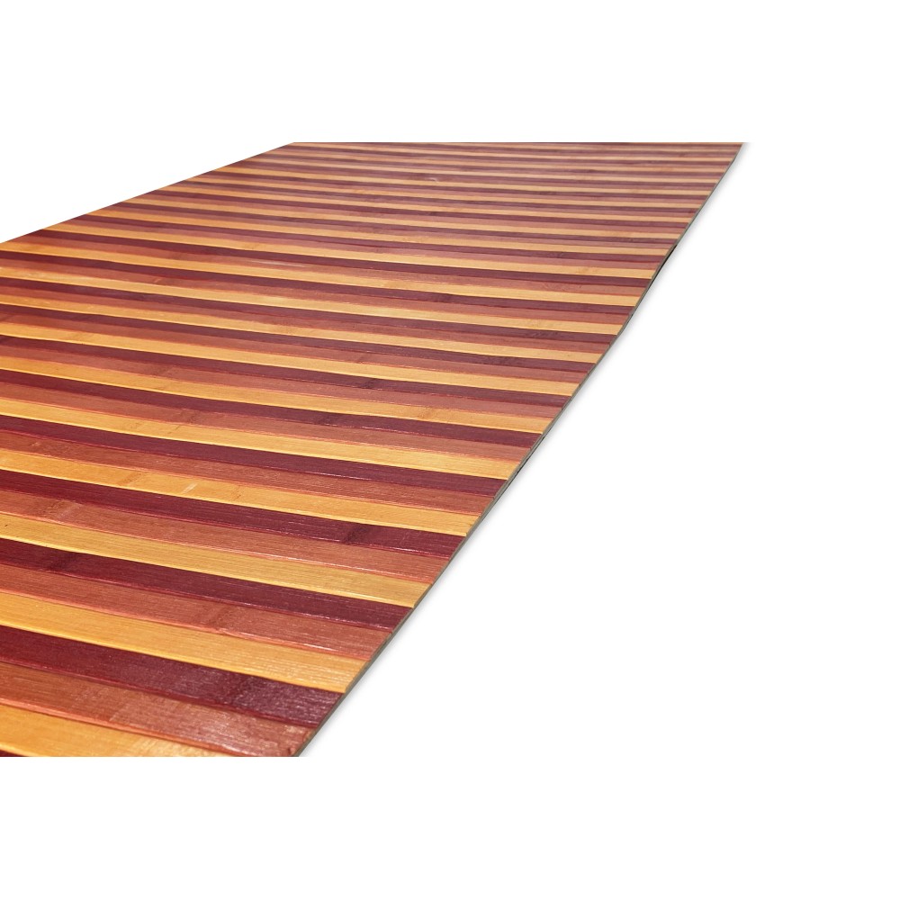 TAPIS de CUISINE en BOIS WOODY BAMBOU BORDEAUX DÉGRADÉ ROUGE toutes les tailles